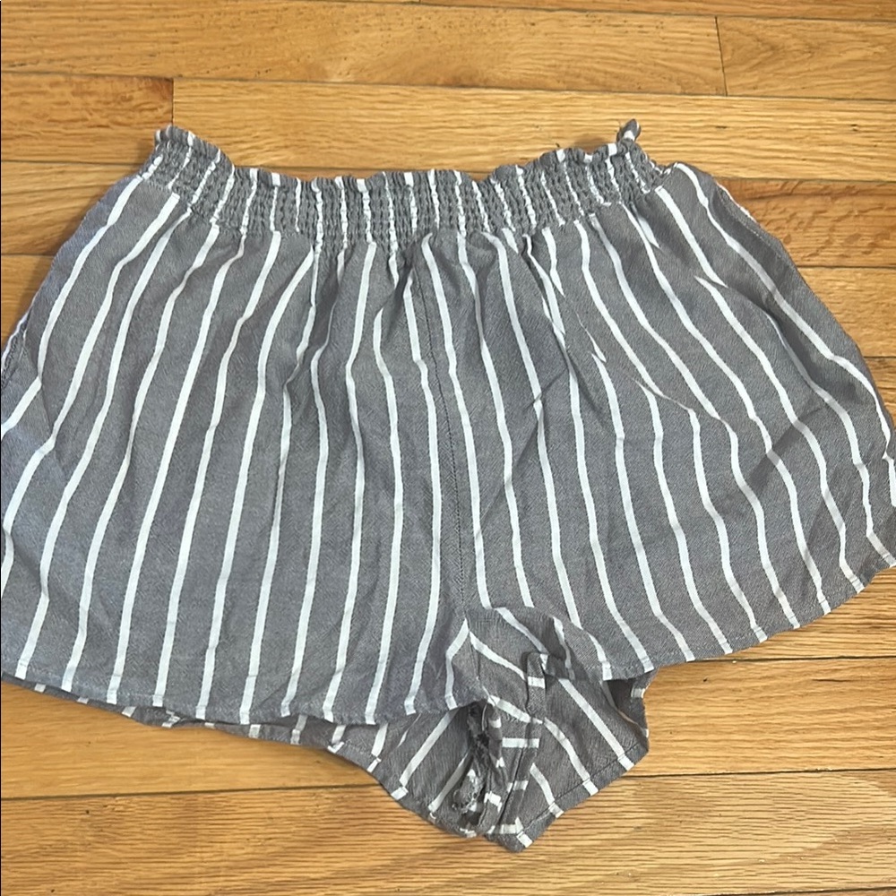 Forever 21 Gray and White Striped High Waist Shorts